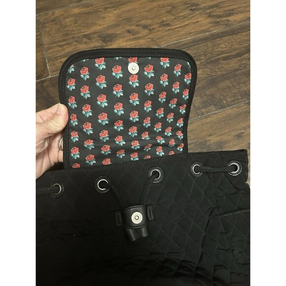 Vera Bradley Backpack Quilted Classic Black Rucksack Medium Handbag - Picture 6 of 7